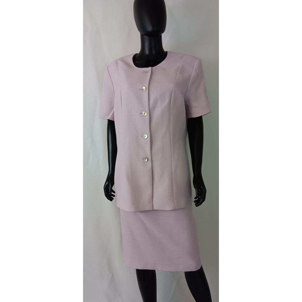 Le Suit Womens Size 16 Light Purple Skirt Suit Short Sleeve Blazer 2 Piece Set